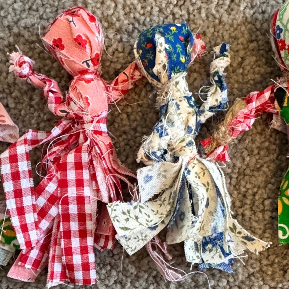 Handcrafted Patchwork Rag Dolls Set - Picture 7 of 9